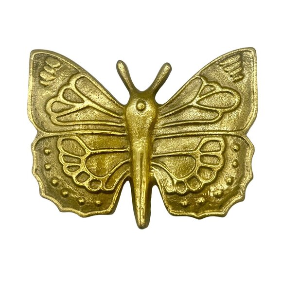 Gold Tone Metal Large Butterfly Figurine Home Decor Brass Tone 7"Wx5.5"Dx2.25"H - Picture 2 of 8